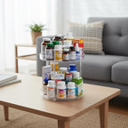 Lazy Susan 2-Tier Medicine Cabinet Organizer, Clear Plastic Spinning Spice Organization for Cabinet, Rotatable Makeup Organizer Countertop for Bathroom Vanity, Kitchen Pantry & Small Spaces Storage - Image 6