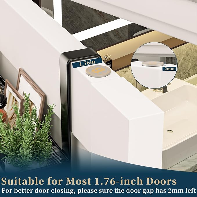 Consumest Over The Door Hooks Organizer - 2 Tier Over Door Hanger with 16 Hooks & 2 Baskets for Hanging Coat, Clothing, Towel, Back Storage for Bathroom, Closet, College Dorm, Black - Image 6