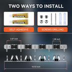 ZONGOOL 2 Pack Mop Broom Holder Wall Mount 4 Racks 5 Hooks Storage Silver - Image 6