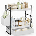 2-Tier Bathroom Counter Organizer, Wooden Vanity Shelf with Drawer & Basket by Unknown