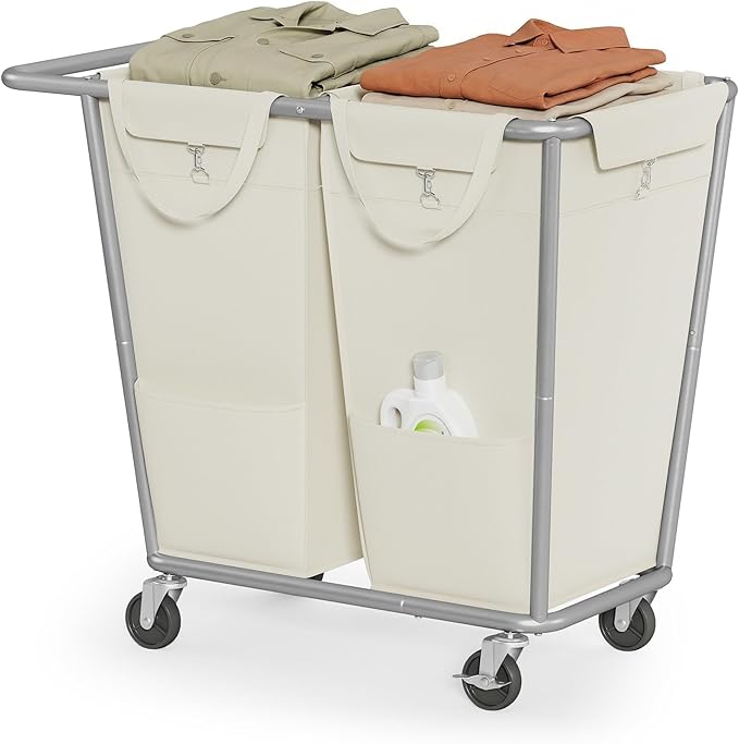 SONGMICS 2-Section Laundry Basket with Wheels, 50.2 Gallons (190 L) Hamper by Unknown
