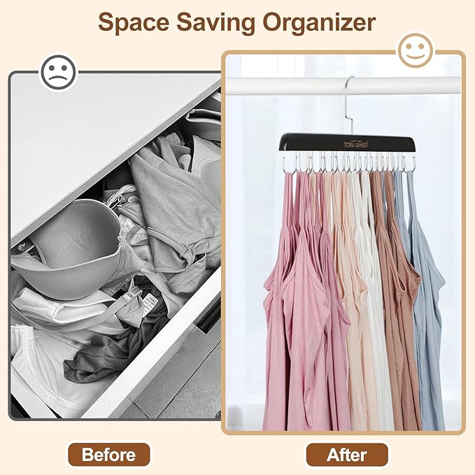 TOPIA HANGER 2 Pack Bra Hanger for Closet, Premium Wooden Tank Top Hangers - Image 3