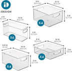 iDesign Stackable Plastic Handle Bin Storage Organizers, 18 Pack, Clear - Image 4