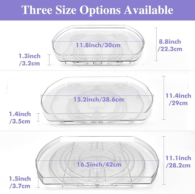 Incostar 360° Rotating Lazy Susan Turntable - Multifunctional Rectangular Organizer for Refrigerator, Cabinet, Pantry, and Kitchen Countertop (15.2" x 11.4", 2 Pack) - Image 8