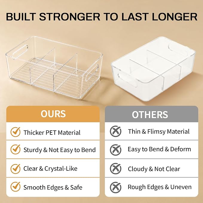 Mpotmiy 6-Pack Pantry Organizers and Storage, Clear Fridge Organizer Bins - Image 9