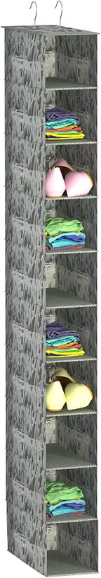 Libeder 10-Shelf Hanging Shoe Organizers with Side Pockets, Grey With Pattern by Libeder