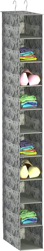 Libeder 10-Shelf Hanging Shoe Organizers with Side Pockets, Grey With Pattern by Libeder