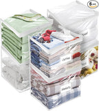 Plastic Storage Bags with Easy-Glide Zipper, Pack of 6, Durable Clear Vinyl Zippered Storage Bags for Clothes Sweaters Comforters Blankets Sheets Bedding (12 x 12 x 12 Inch, Transparent White) by Kikerike