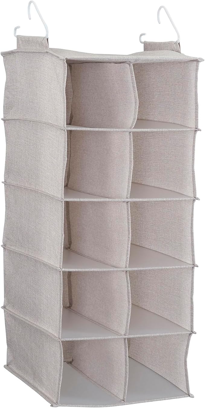 Household Essentials 10-Pocket Hanging Shoe Organizer, Side-by-Side Blended Canvas Storage, 2 Hooks for Excellent Support, The Perfect Space-Saving Organizer by HouseholdEssentials