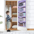 Weekly Kids Clothes Organizer Day of Week School Clothing Storage Monday to Friday Hanging Closet Organizer (Purple) - Image 3