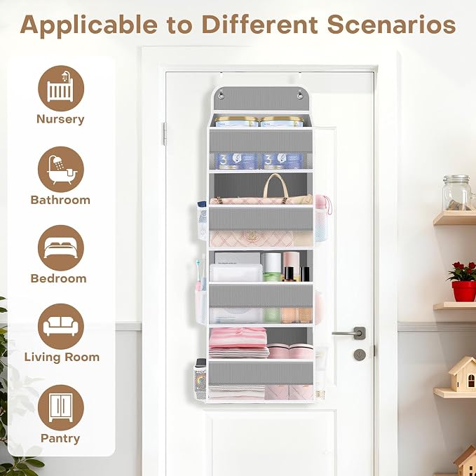 Over the Door Organizer, 4 Large Pocket Hanging Storage with 40lb Capacity - Image 3