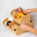 Potato and Onion Storage Bin for Pantry and Kitchen Counter - Ventilated Stackable Bamboo Organizer Baskets with Handles - Image 8