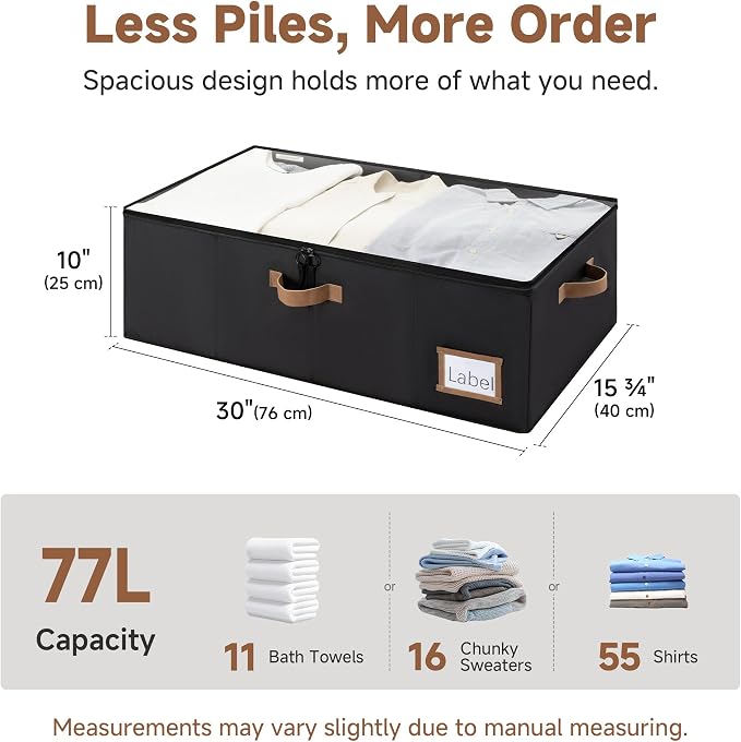 StorageWorks 10 Inch Tall Under Bed Storage Containers with Clear Lid - Image 2