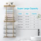 Liuoud Towel Rack for Bathroom, Wall Mounted Vertical Rolled Towel Storage Organizer Holder with Shelf, Holds Up 6 Large Bath Sheets, Gold Large Size - Image 3