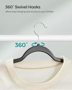 SONGMICS Plastic Clothes Hangers, Pack of 50, Space-Saving | 0.2 Inches Thick, 17.7 Inches Wide, 360° Swivel Hook, Black, BREANNA Collection UCRP50B - Image 4