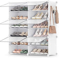 SONGMICS Shoe Rack, 6-Tier with Doors, 24-Pair Storage Cabinet | Shoe Organizer, Steel Frame, Plastic Panel, Bedroom, Entryway, Cloud White and Transparent, DAMION Collection ULPC033W01 by Unknown