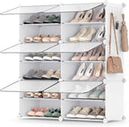 SONGMICS Shoe Rack, 6-Tier with Doors, 24-Pair Storage Cabinet | Shoe Organizer, Steel Frame, Plastic Panel, Bedroom, Entryway, Cloud White and Transparent, DAMION Collection ULPC033W01 by Unknown