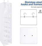 8 Tier Clear PVC Closet Hanging Organizer with Zipper, Foldable Hanging Closet Organizers and Storage, Hanging Clothes Storage Organizer, hanging shoe organizer, White Closet Shelves - Image 6