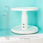 YouCopia Crazy Susan Two-Tier Turntable, Height-Adjustable Lazy Susan Organizer for Kitchen Cabinet and Pantry Organization and Storage, White - Image 4