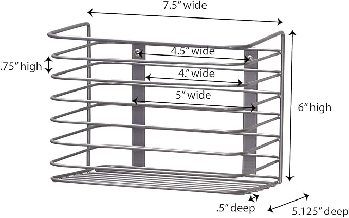 Household Essentials Door Mount Cabinet Organizer, Steel Wire Basket, Attractive Nickel Powder Coating, Great for Saving Space, Mounts to Solid Surface with Hardware Included - Image 2