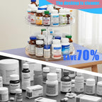 Lazy Susan 2-Tier Medicine Cabinet Organizer, Clear Plastic Spinning Spice Organization for Cabinet, Rotatable Makeup Organizer Countertop for Bathroom Vanity, Kitchen Pantry & Small Spaces Storage - Image 3