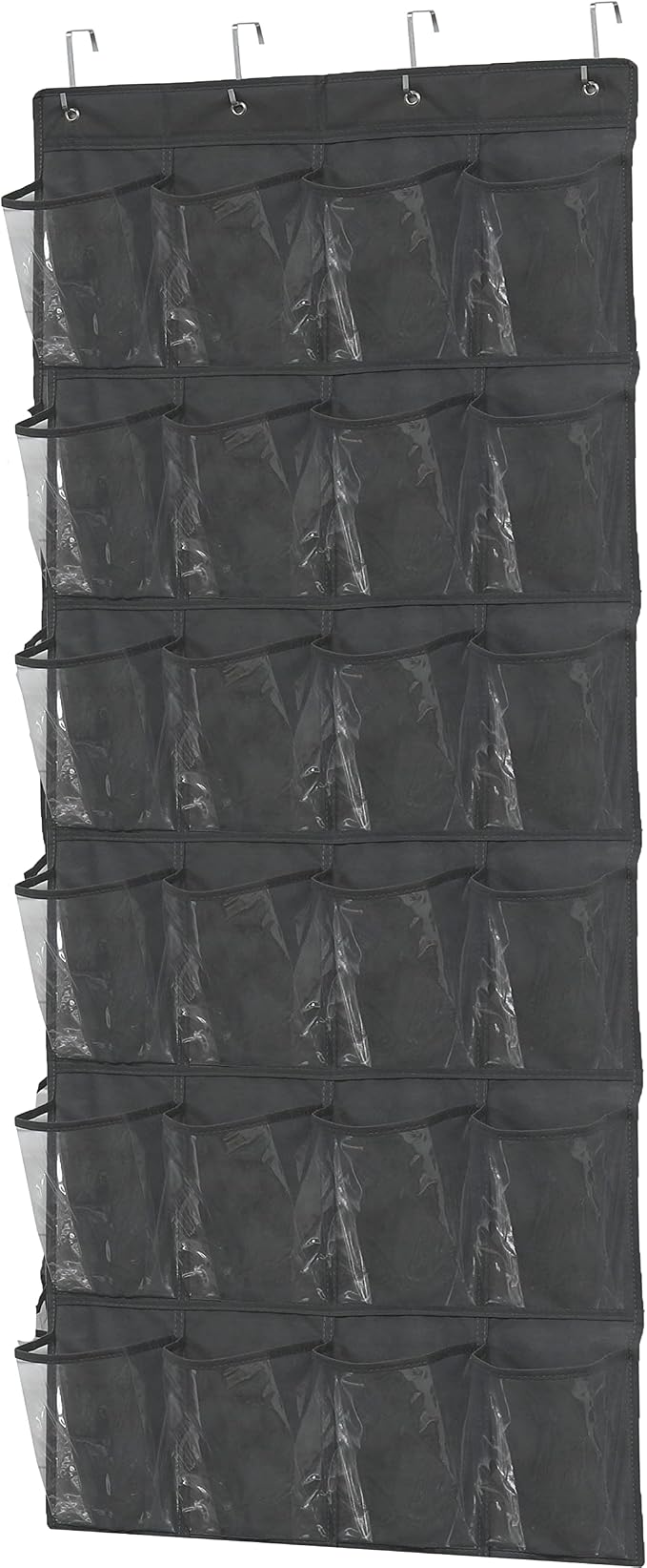 Simple Houseware 24 Pockets Large Clear Over Door Shoe Organizer, Dark Gray | 56" x 22.5", 4 Durable Metal Hooks, 5" x 9" Pocket Size, Multipurpose by SimpleHouseware