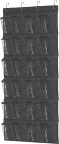 Simple Houseware 24 Pockets Large Clear Over Door Shoe Organizer, Dark Gray | 56" x 22.5", 4 Durable Metal Hooks, 5" x 9" Pocket Size, Multipurpose by SimpleHouseware