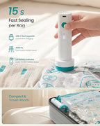 SONGMICS Vacuum Storage Bags, Rechargeable Electric Pump, 9 Pack, 3M/3L/3J - Image 5