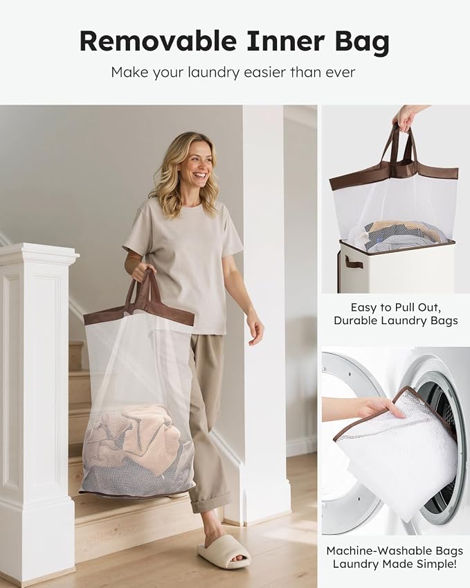 SOLEDI 90L Laundry Hamper with Lid, Large Collapsible Laundry Basket - Image 4