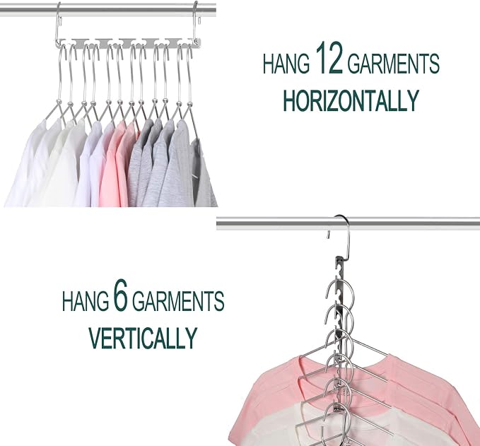 Meetu Space Saving Hangers - Metal Clothes Hangers with 6X2 Slots, Magic Cascading Design, Updated Hooks (Pack of 6) - Image 6