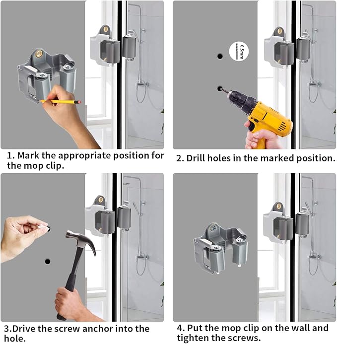 3-H Mop and Broom Holder Big Size Hanging 1 KG Extra,10 Pack Broom Hanger Wall Mount for Hanging and Organizing Shove Rake Yard Tools in Kitchen Shed Laundry Room Bathroom Garden(Grey) - Image 8