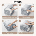 DIMJ Comforter Storage Bag 6 Pack - Blanket Storage Organizer Compression Bags, Large Capacity Ultra Space Saving Self Compression Organize for Bedding, Pillow, Duvet, Sheet Storage with Zipper Window - Image 7