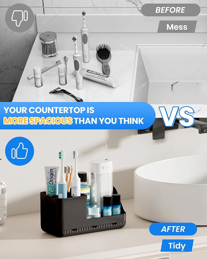 Toothbrush Holder Bathroom Counter Organizer & Storage Detachable - Image 5