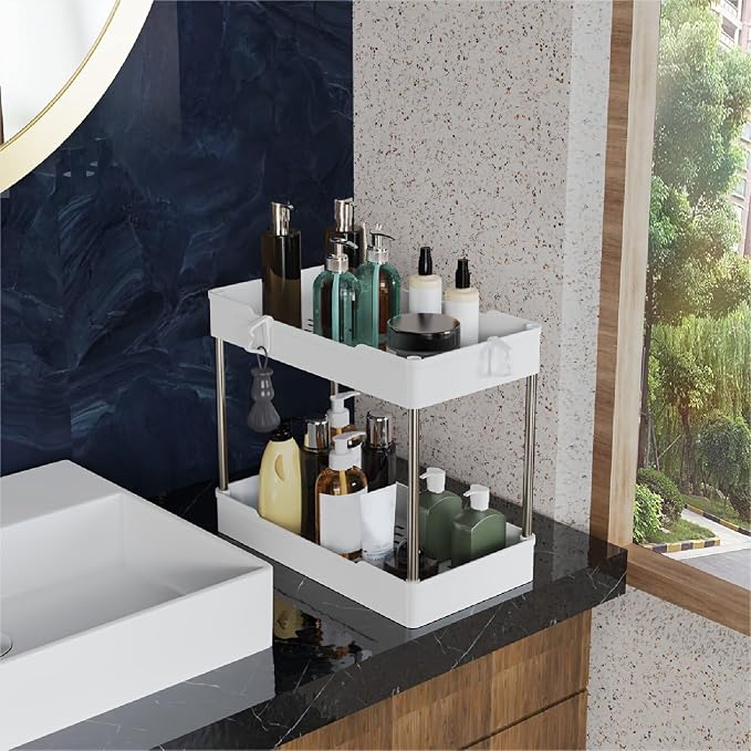 3 Pack Under Sink Organizer Bathroom and Storage Cabinet (White) - Image 5