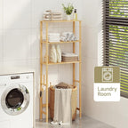 Over The Toilet Storage,3-Tier Bamboo Bathroom Shelf with Paper Holder - Image 8