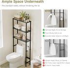Over The Toilet Storage,3-Tier Bamboo Bathroom Shelf with Paper Holder - Image 4