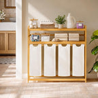 Bamboo 200L Laundry Hamper with 2 Tiers Shelf, Laundry Room Organization - Image 7