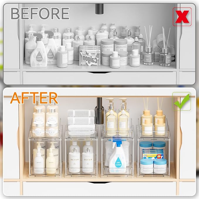 Yieach 2 Pack 10.6″ High Pull Out Medicine Cabinet Organizer for Vitamin,Pill Bottle and Supplement,2 Tier Slide out Under the Sink Organizer,Bathroom Vanity Storage and Cupboard Undersink Organizers - Image 7