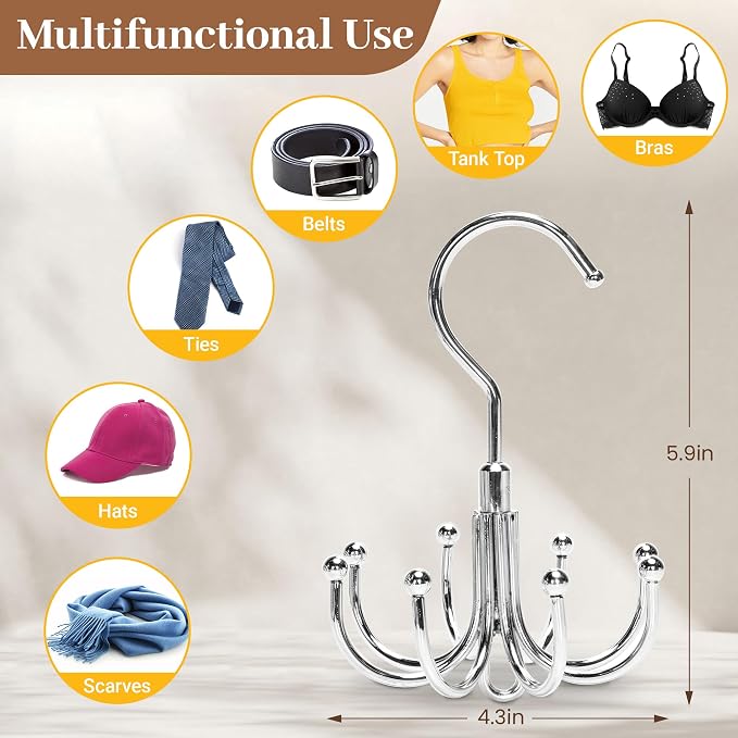 2 Packs Bra Hanger for Closet, Stackable Tank Top Organizer 16 Hooks for Closet Organization and Storage, Stainless Steel Space Saving Clothes Hook Hanger for Belt, Tank Top, Bra, Tie, Scarves - Image 6