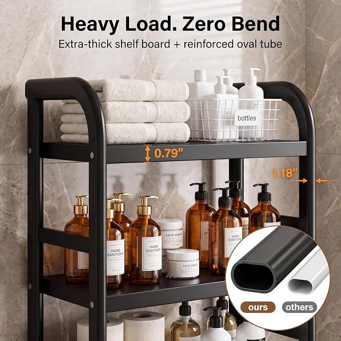 PureBox Over The Toilet Storage Rack,Heavy Duty Oval Tube Frame,21" W,Black - Image 3