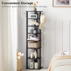 HOOBRO 8 Tiers Vertical Shoe Rack, Wooden Shoe Storage Organizer with Hooks, Narrow Shoe Tower for 8 Pairs, Space Saving, for Entryway, Living Room, Bedroom, Black BK07XJ01 - Image 5