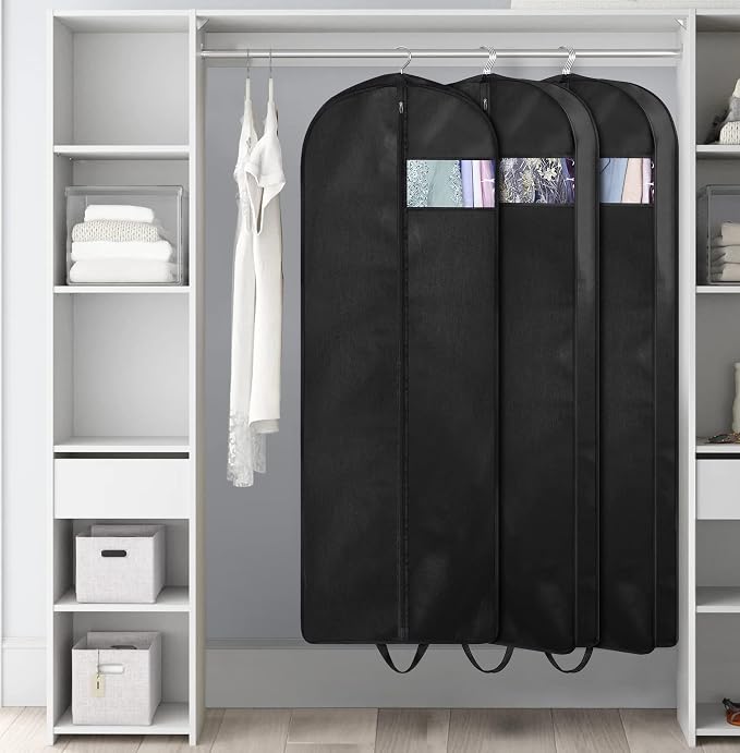 KIMBORA 60" Dress Garment Bags for Hanging Clothes Travel, Gusseted Garment Bags for Closet Storage with Handles for Long Gowns, Coats（3 Packs） - Image 8