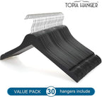 TOPIA HANGER Black Wooden Hangers 30 Pack, 0.28-inch Thick Slim Wood Clothes Hanger with Flat Design and Smooth Notches, Lightweight Space Saving Hangers for Shirt, Coat, Camisole-CT31B - Image 8