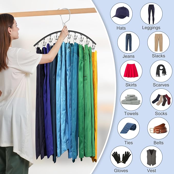 3 Pack Skirt Pants Hangers with Clips, Legging Organizer for Closet, Grey - Image 5