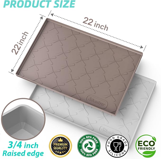 SIKADEER Waterproof Under Sink Mat 22" x 22" Silicone Mat Cabinet Protector - Image 3