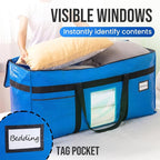 TAILI 1 Pack XXL Storage Bags with Visible Window and Handy Pocket,Blue - Image 3