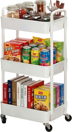 Sywhitta 3-Tier Plastic Rolling Utility Cart with Wheels for Storage,White by haseverythingyouneed