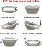 SAMMART 57L (15 Gallons) Collapsible 3-Handled Plastic Laundry Basket - Oval Tub - Portable Washing Tub-Space Saving Laundry Hamper, Water Capacity 44L / 11.6 Gallon (1, Grey) - Image 8