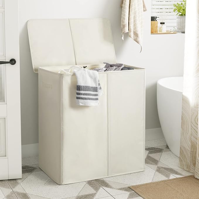 WOWLIVE 154L Double Laundry Hamper 2 Section with Lid and Removable Bags - Image 2