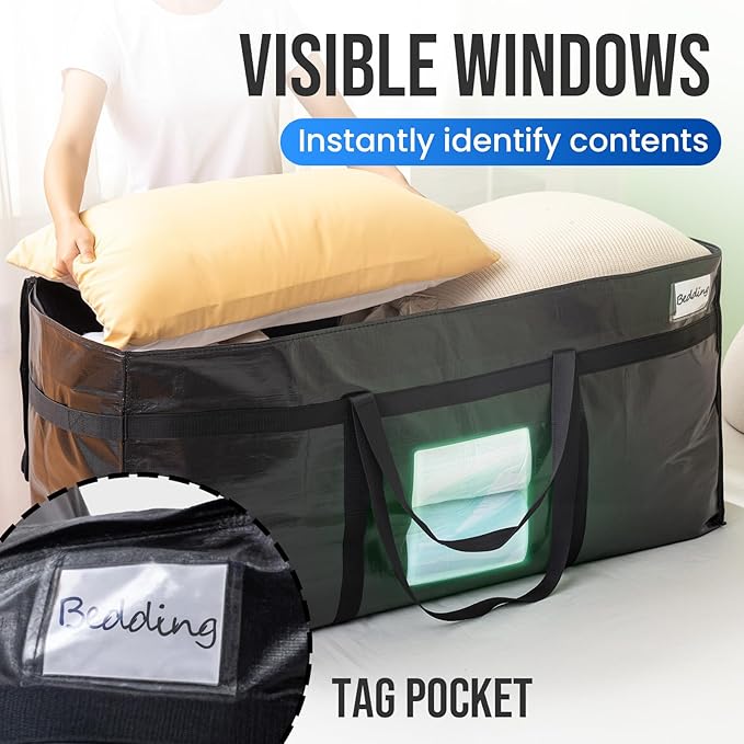 TAILI 1 Pack 69 Gallon Extra Large Storage Bags with Visible Window,Black - Image 4